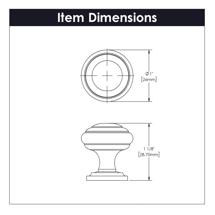 Stainless Steel Mushroom Cabinet Knob with Mounting Hardware