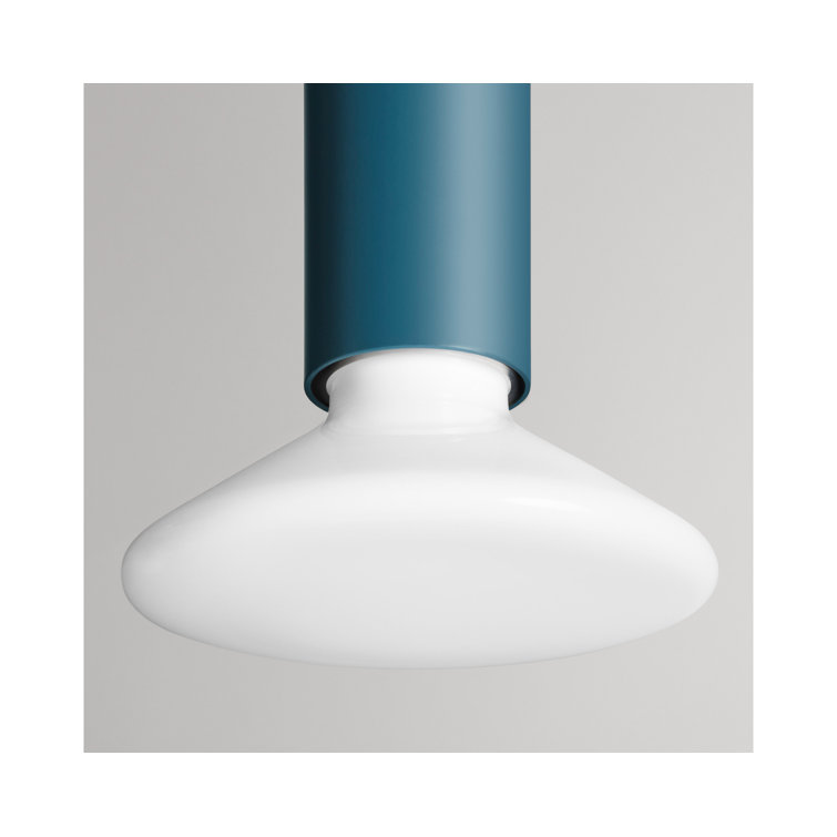 Space Blue Handblown Glass and Metal Pendant Light