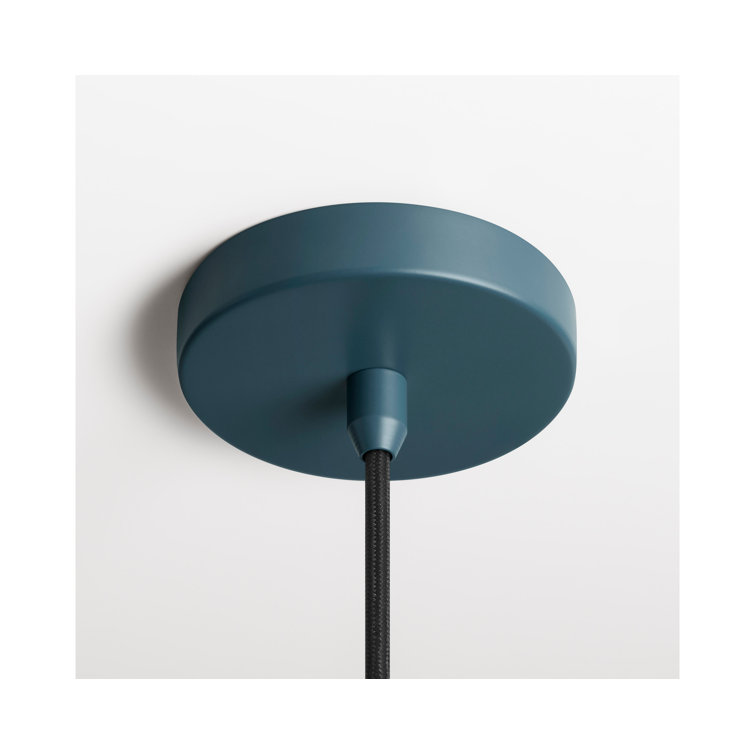 Space Blue Handblown Glass and Metal Pendant Light