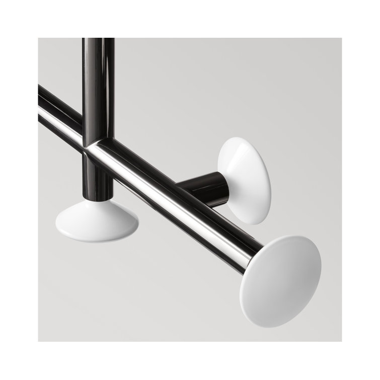 Ultra Black Nickel Steel Linear Chandelier with Handblown Glass Shades