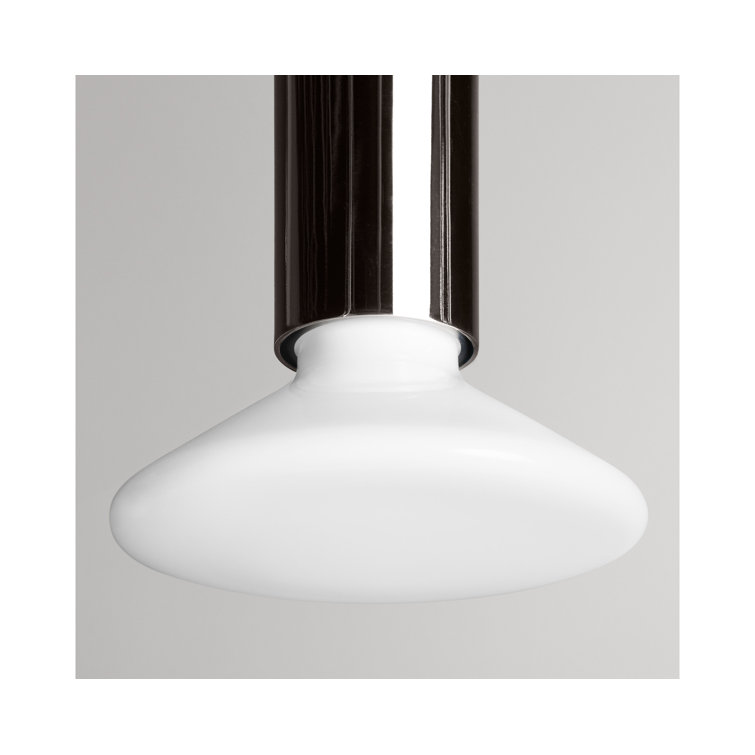 Ultra Black Nickel Steel Linear Chandelier with Handblown Glass Shades