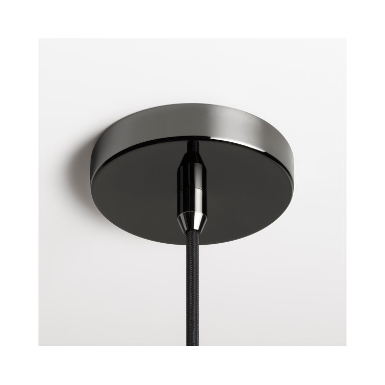 Ultra Black Nickel Steel Linear Chandelier with Handblown Glass Shades