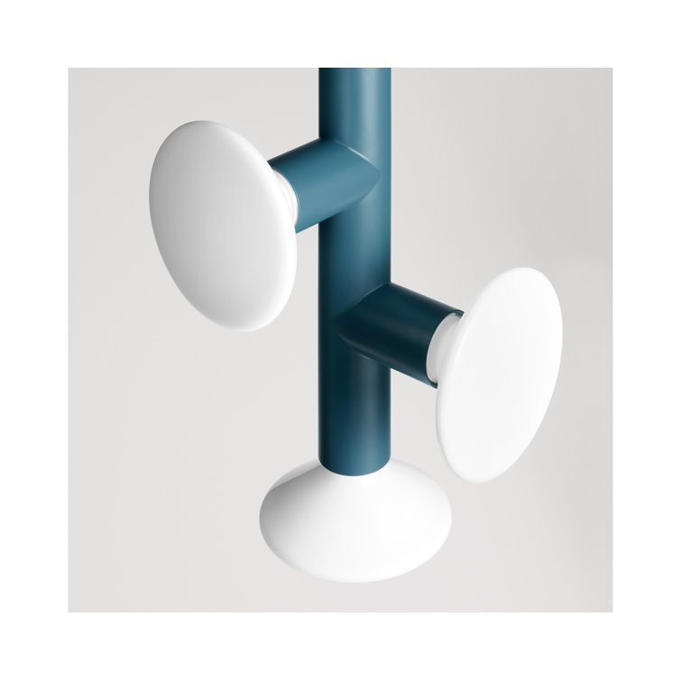 Space Blue Handblown Glass and Metal Pendant Light