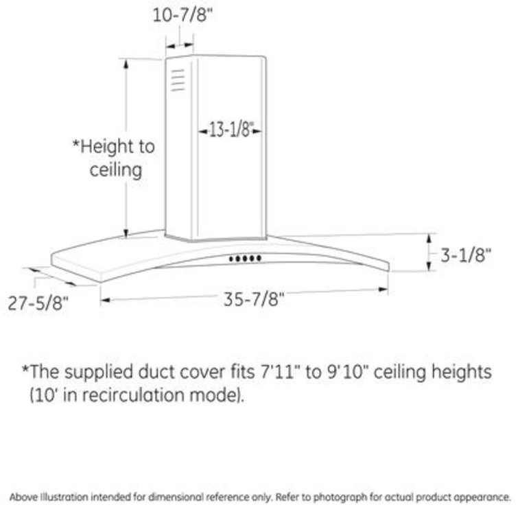 36'' Stainless Steel Convertible Island-Mount Chimney Hood