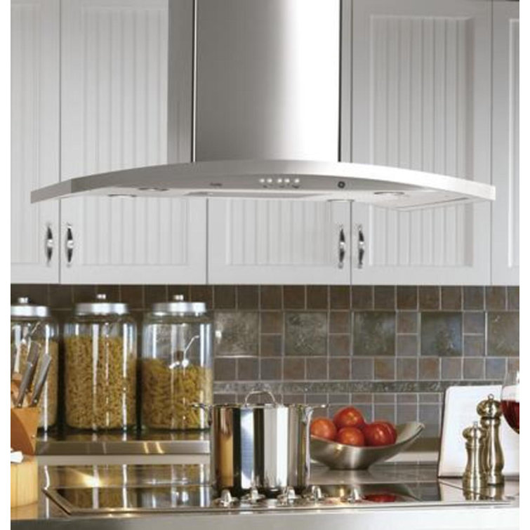 36'' Stainless Steel Convertible Island-Mount Chimney Hood