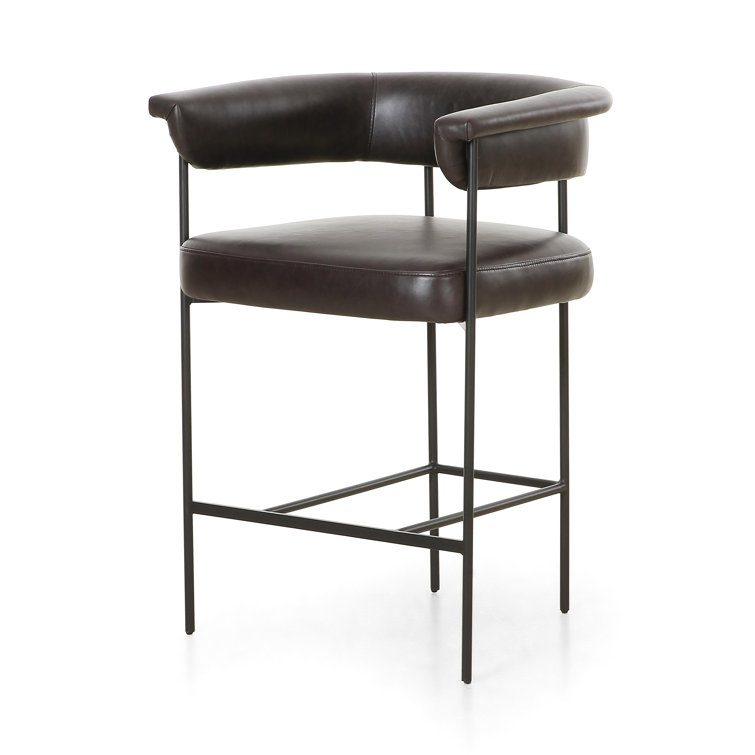 Sonoma Black Genuine Leather and Iron Bar Stool