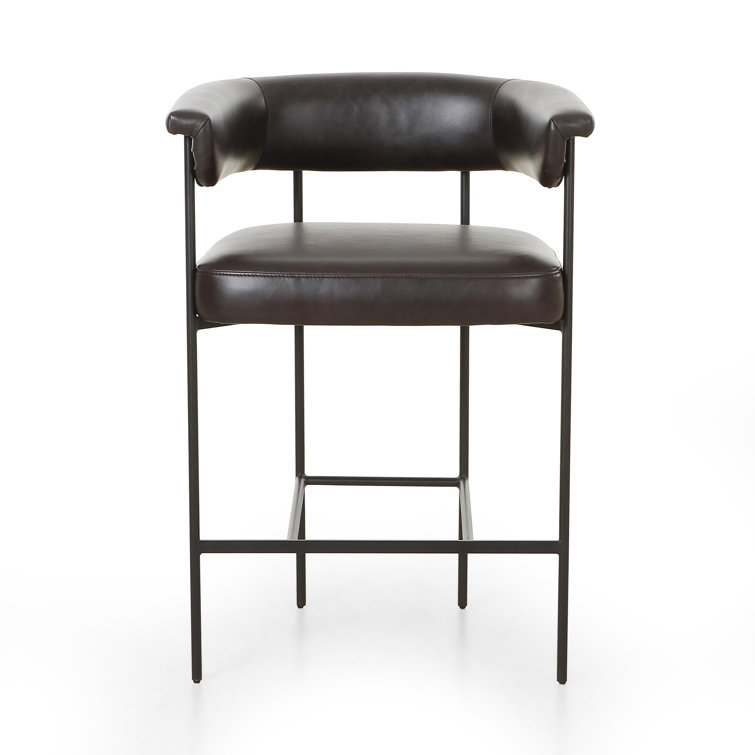 Sonoma Black Genuine Leather and Iron Bar Stool