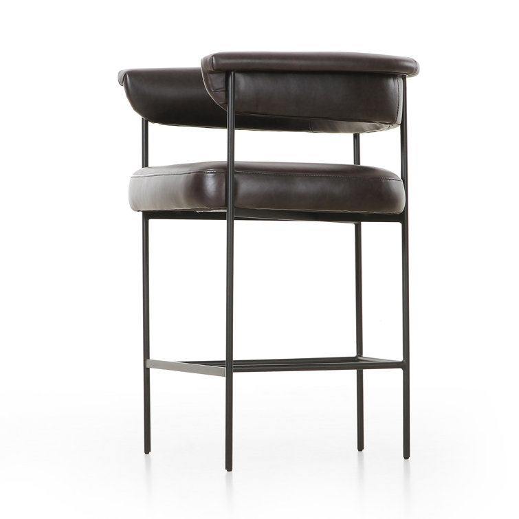 Sonoma Black Genuine Leather and Iron Bar Stool