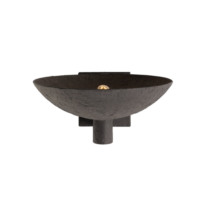 Matte Black Plaster Half Moon Sconce