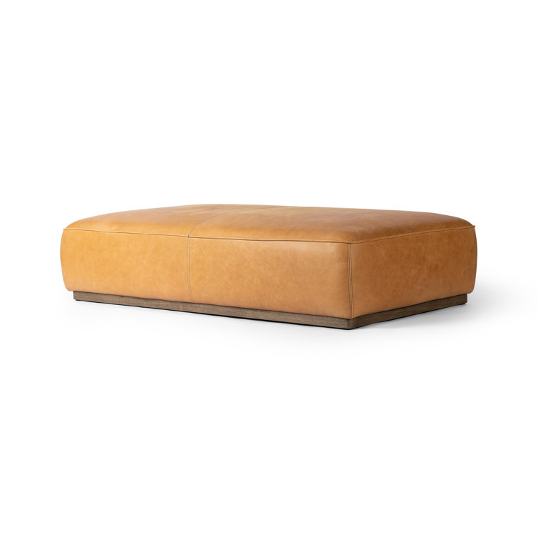 Sinclair Large Butterscotch Leather Rectangle Ottoman
