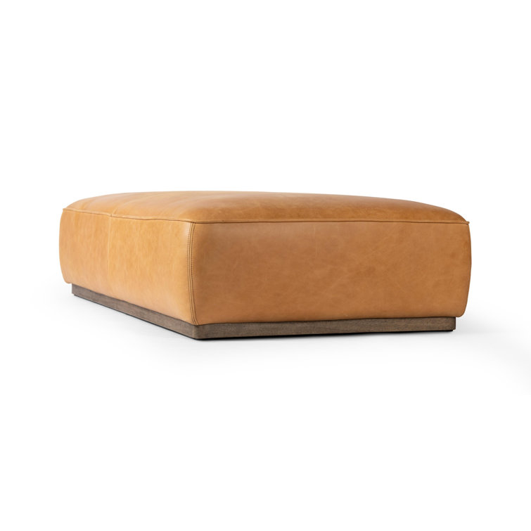 Sinclair Large Butterscotch Leather Rectangle Ottoman