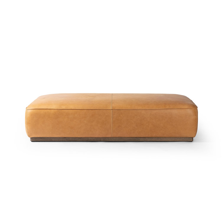Sinclair Large Butterscotch Leather Rectangle Ottoman