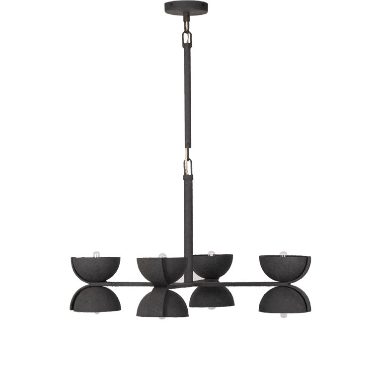 Matte Black Iron 8-Light Chandelier with Plaster Finish