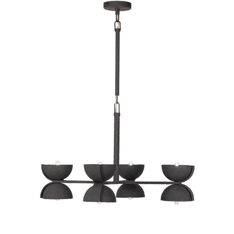 Matte Black Iron 8-Light Chandelier with Plaster Finish