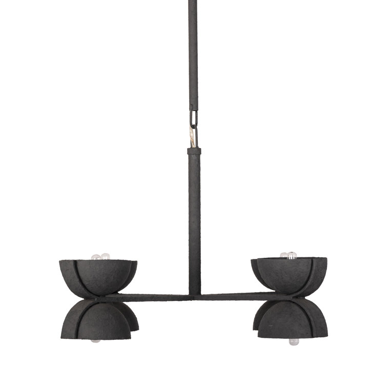 Matte Black Iron 8-Light Chandelier with Plaster Finish