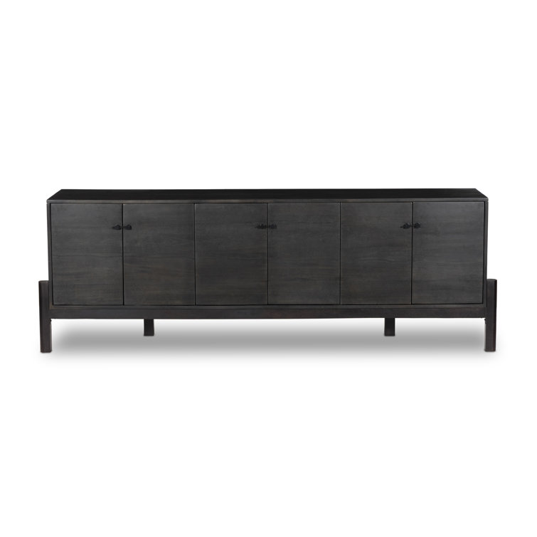 Black Parawood Media Console with Cabinet