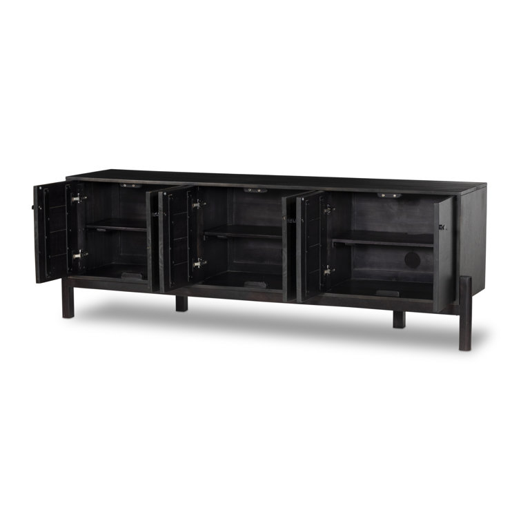 Black Parawood Media Console with Cabinet