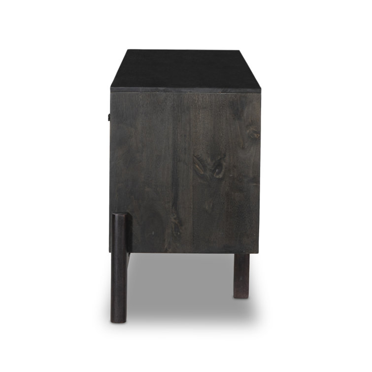 Black Parawood Media Console with Cabinet