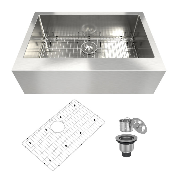 33'' Brushed Stainless Steel Farmhouse Single Bowl Kitchen Sink