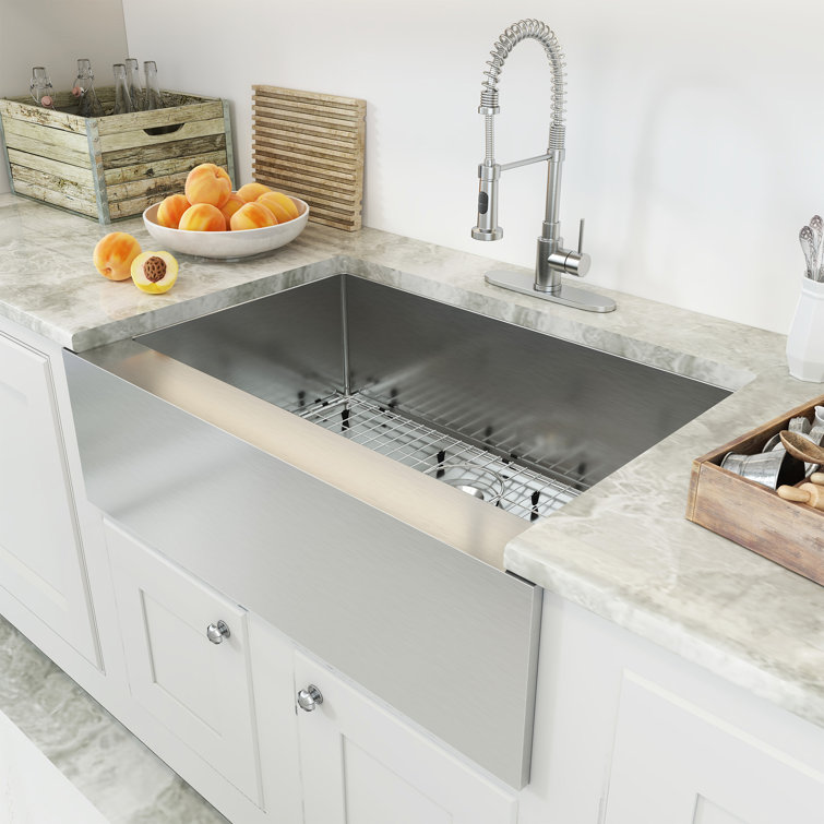 33'' Brushed Stainless Steel Farmhouse Single Bowl Kitchen Sink