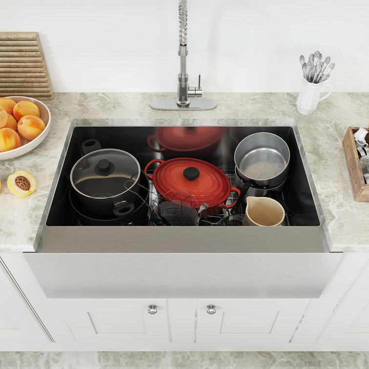 33'' Brushed Stainless Steel Farmhouse Single Bowl Kitchen Sink