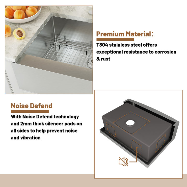 33'' Brushed Stainless Steel Farmhouse Single Bowl Kitchen Sink