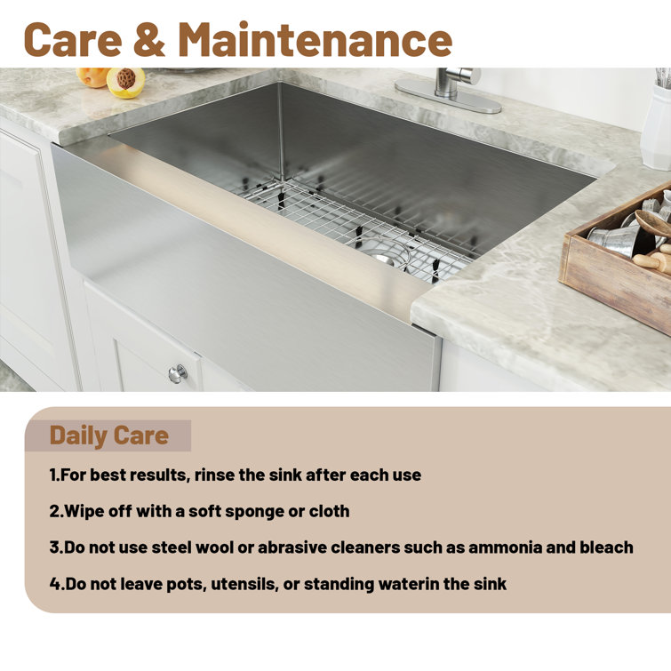 33'' Brushed Stainless Steel Farmhouse Single Bowl Kitchen Sink