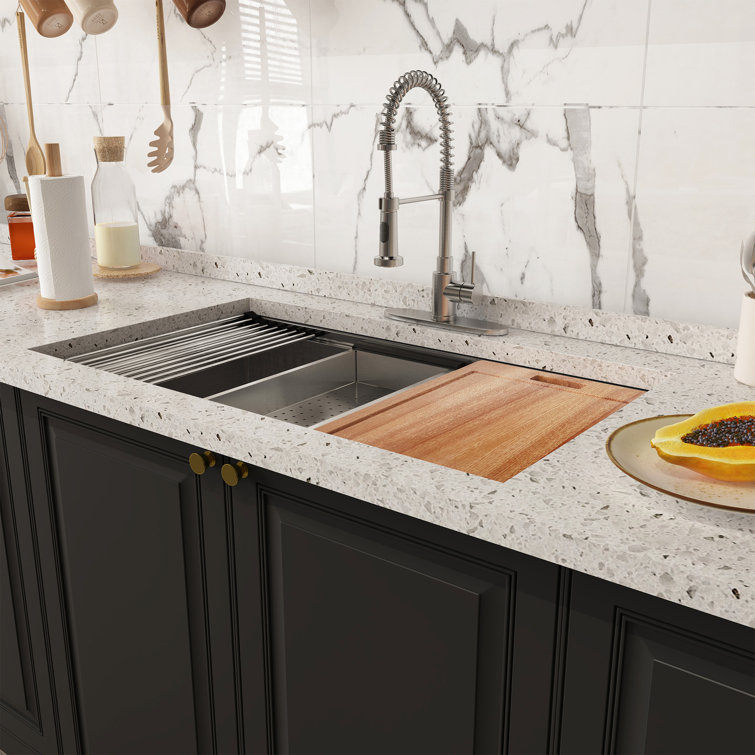 32" Brushed Stainless Steel Undermount Workstation Kitchen Sink