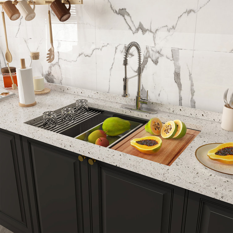 32" Brushed Stainless Steel Undermount Workstation Kitchen Sink