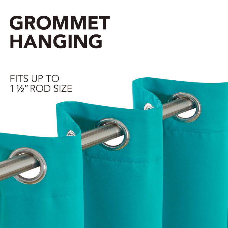 Teal Faux Silk Blackout Grommet Curtain Panel Pair