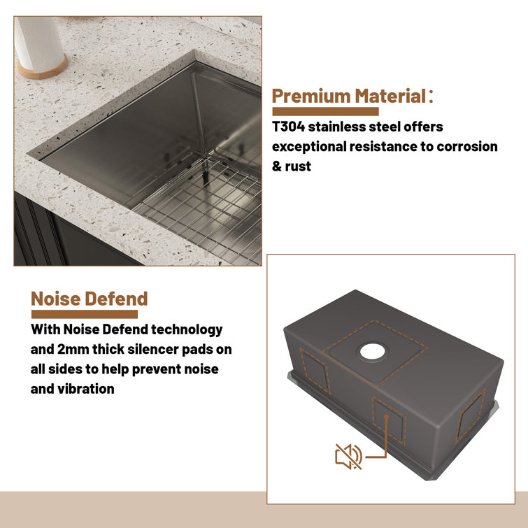 32" Brushed Stainless Steel Undermount Workstation Kitchen Sink