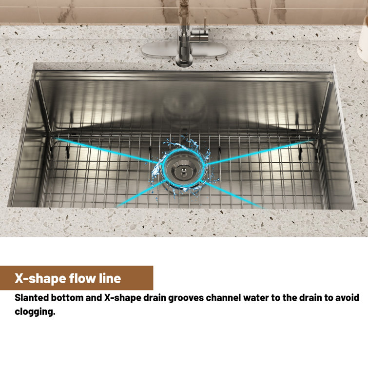 32" Brushed Stainless Steel Undermount Workstation Kitchen Sink