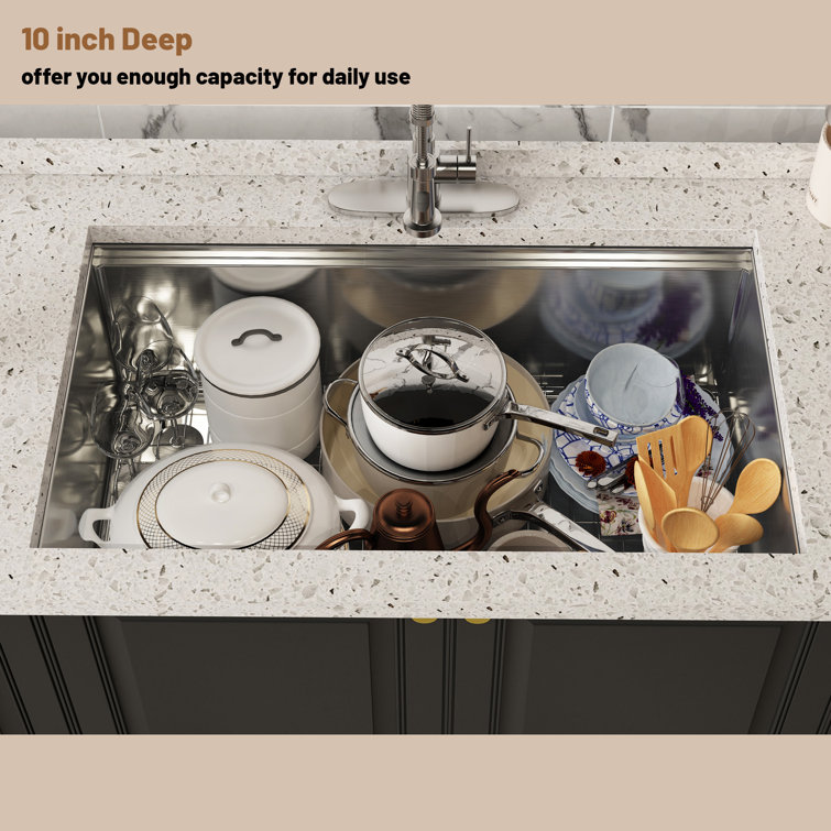 32" Brushed Stainless Steel Undermount Workstation Kitchen Sink