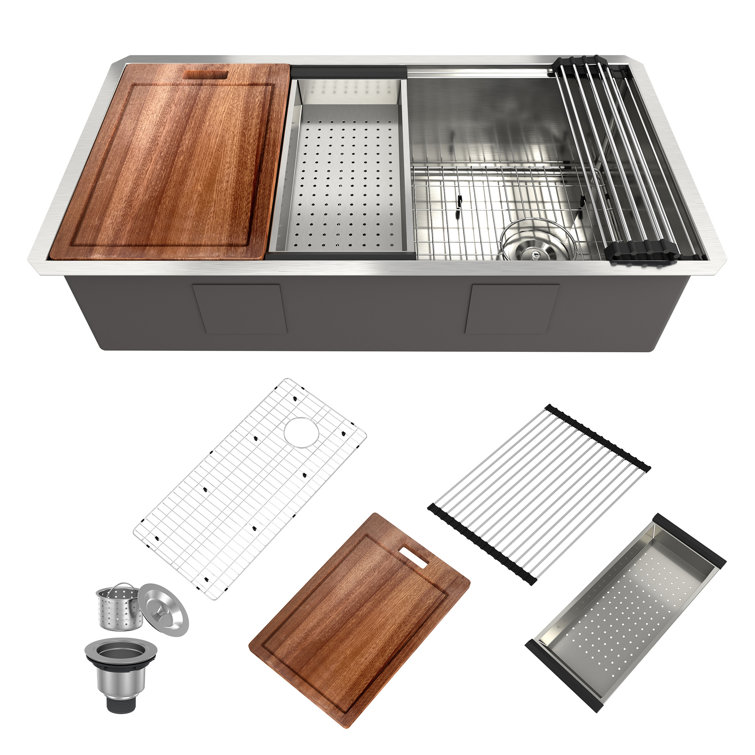 36" Stainless Steel Undermount Kitchen Sink with Accessories