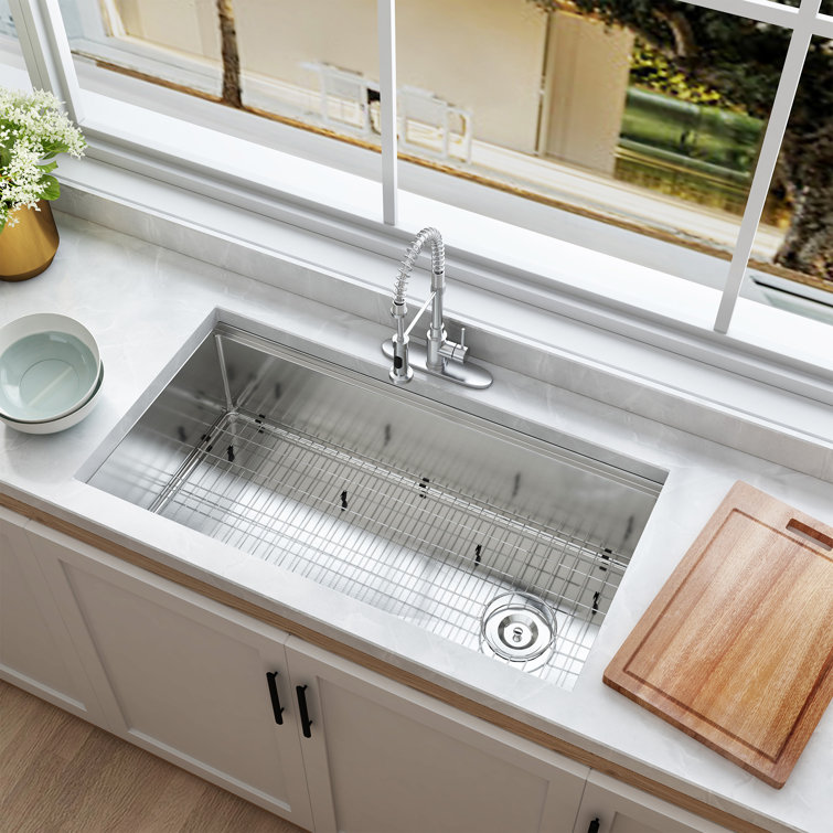 36" Stainless Steel Undermount Kitchen Sink with Accessories