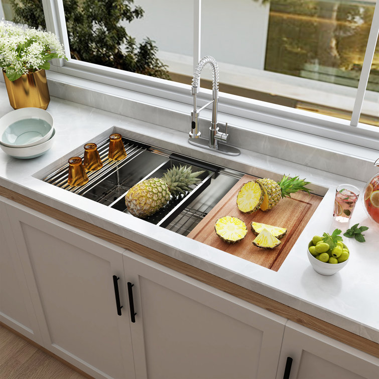 36" Stainless Steel Undermount Kitchen Sink with Accessories