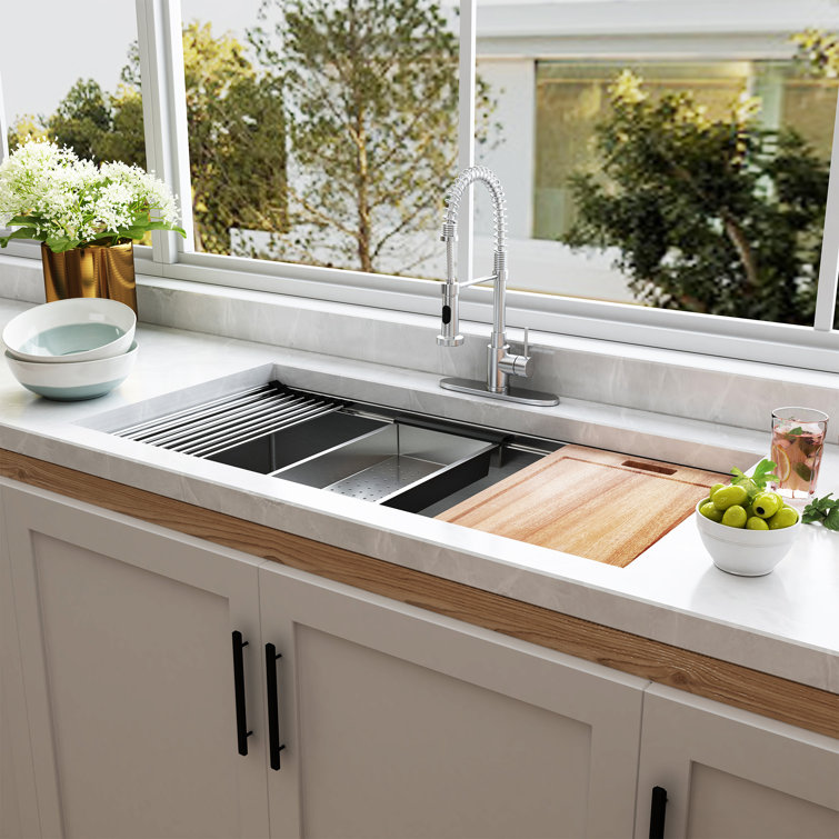 36" Stainless Steel Undermount Kitchen Sink with Accessories