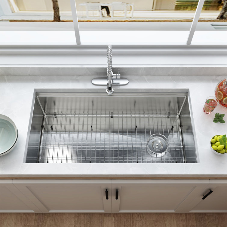 36" Stainless Steel Undermount Kitchen Sink with Accessories