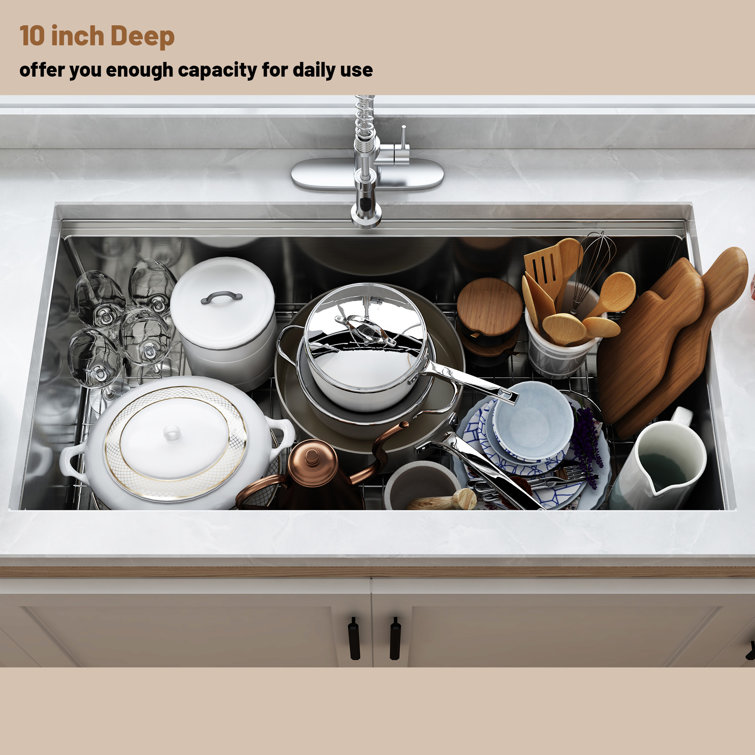 36" Stainless Steel Undermount Kitchen Sink with Accessories