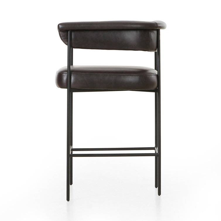 Sonoma Black Genuine Leather and Iron Bar Stool