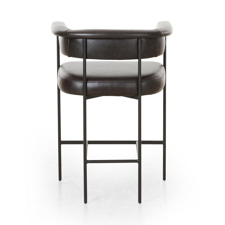 Sonoma Black Genuine Leather and Iron Bar Stool