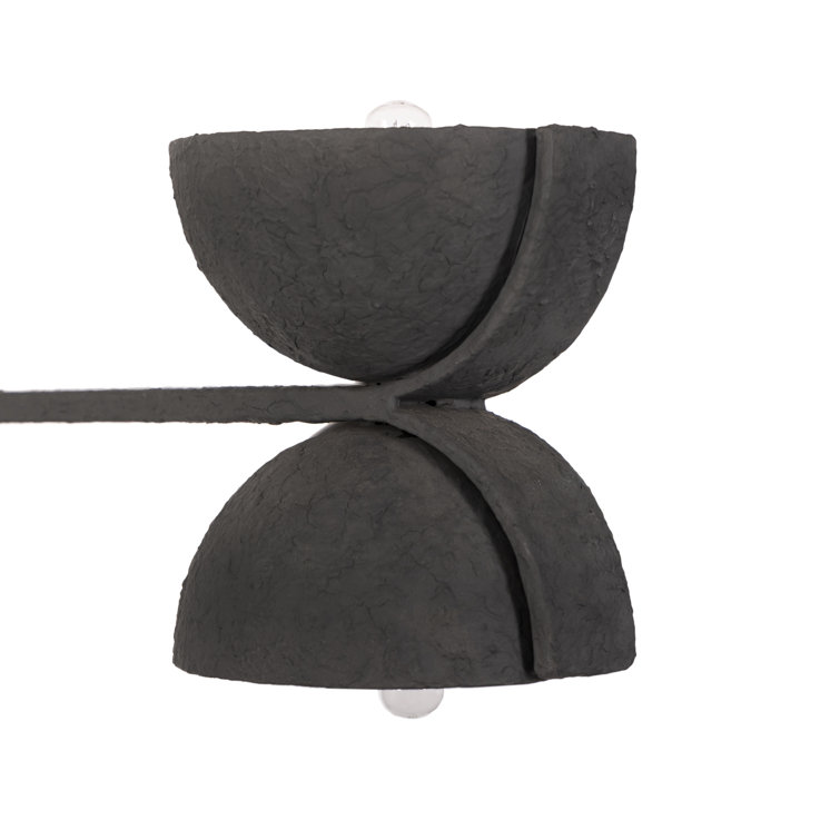 Matte Black Iron 8-Light Chandelier with Plaster Finish