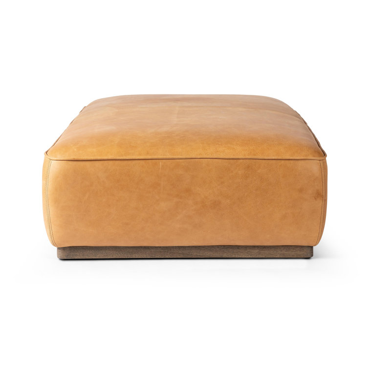 Sinclair Large Butterscotch Leather Rectangle Ottoman