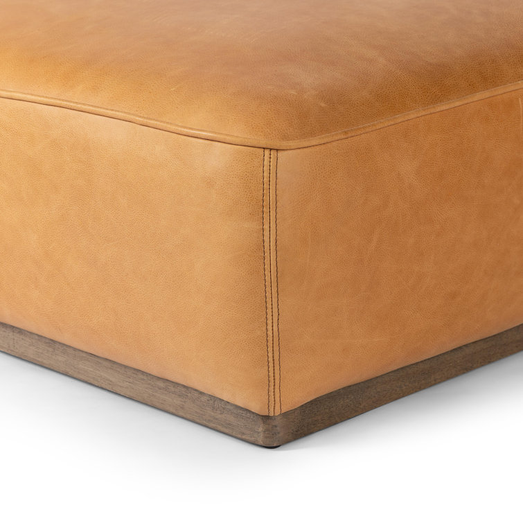 Sinclair Large Butterscotch Leather Rectangle Ottoman