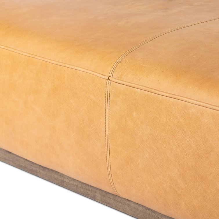 Sinclair Large Butterscotch Leather Rectangle Ottoman