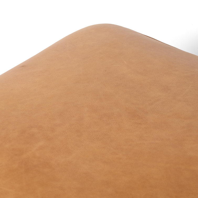 Sinclair Large Butterscotch Leather Rectangle Ottoman