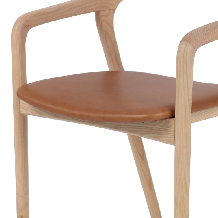 Sonoma Butterscotch Top Grain Leather and Ash Wood Arm Chair