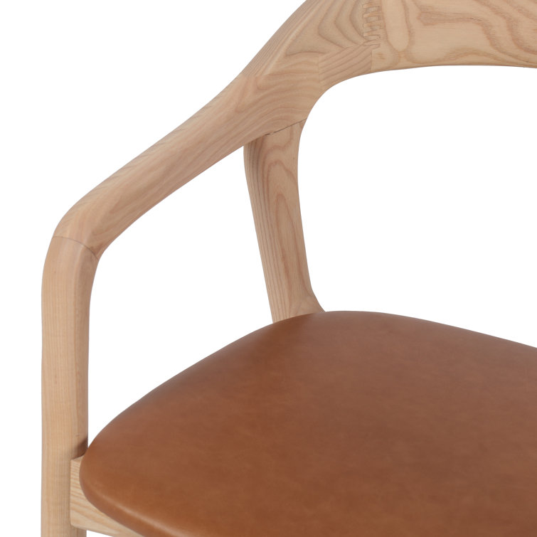 Sonoma Butterscotch Top Grain Leather and Ash Wood Arm Chair