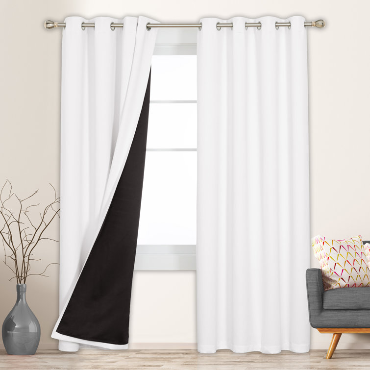 Pure White 52" x 45" Blackout Grommet Curtain Panel Pair