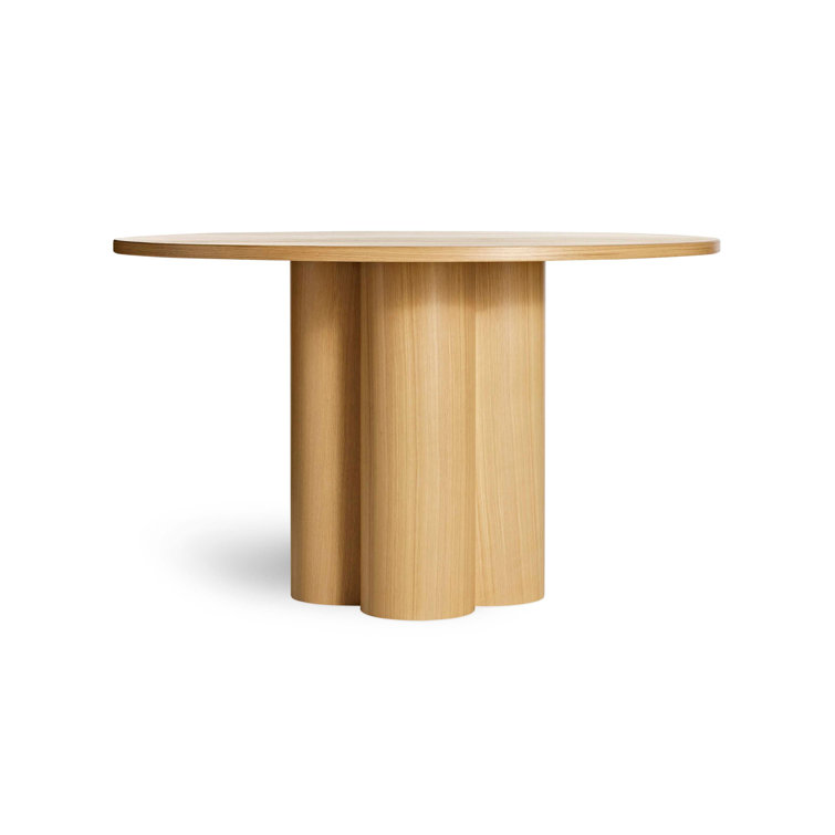 48" Round White Oak Wood Dining Table with Clover Pedestal
